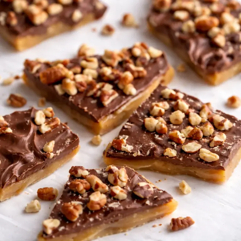 Homemade Classic Christmas Toffee with chocolate and nuts, perfect for the holidays.