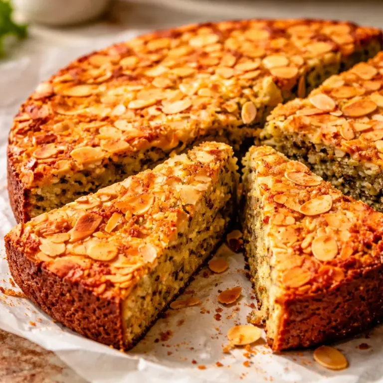 Delicious Pistachio Cardamom Cake garnished with a creamy frosting.