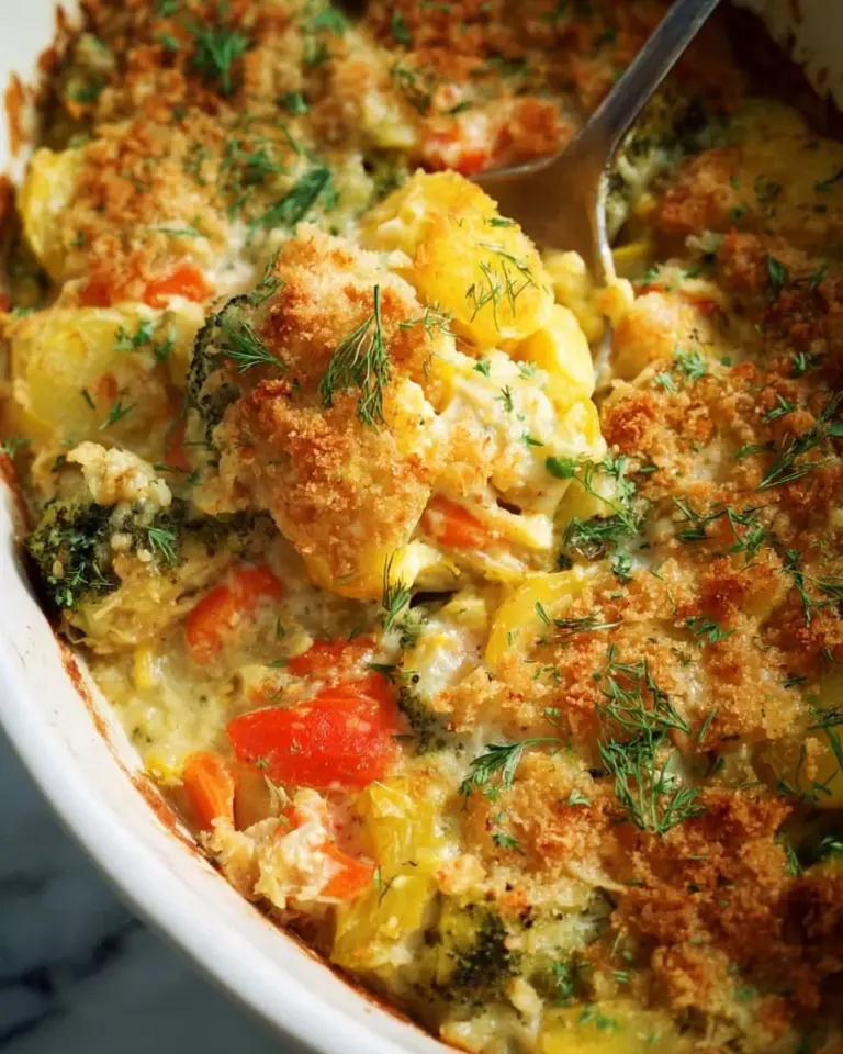 Irresistibly cheesy vegetable casserole served in a baking dish