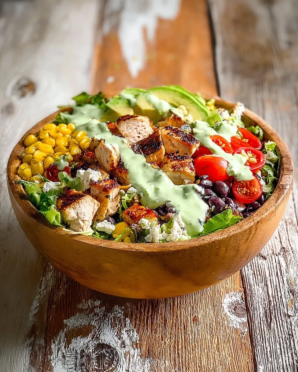 Baja Chicken Bowl with spices, vegetables, and toppings for a nutritious meal.