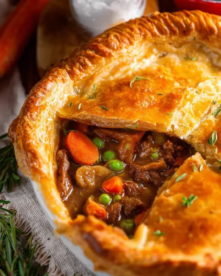 Delicious beef pot pie with flaky crust and savory filling