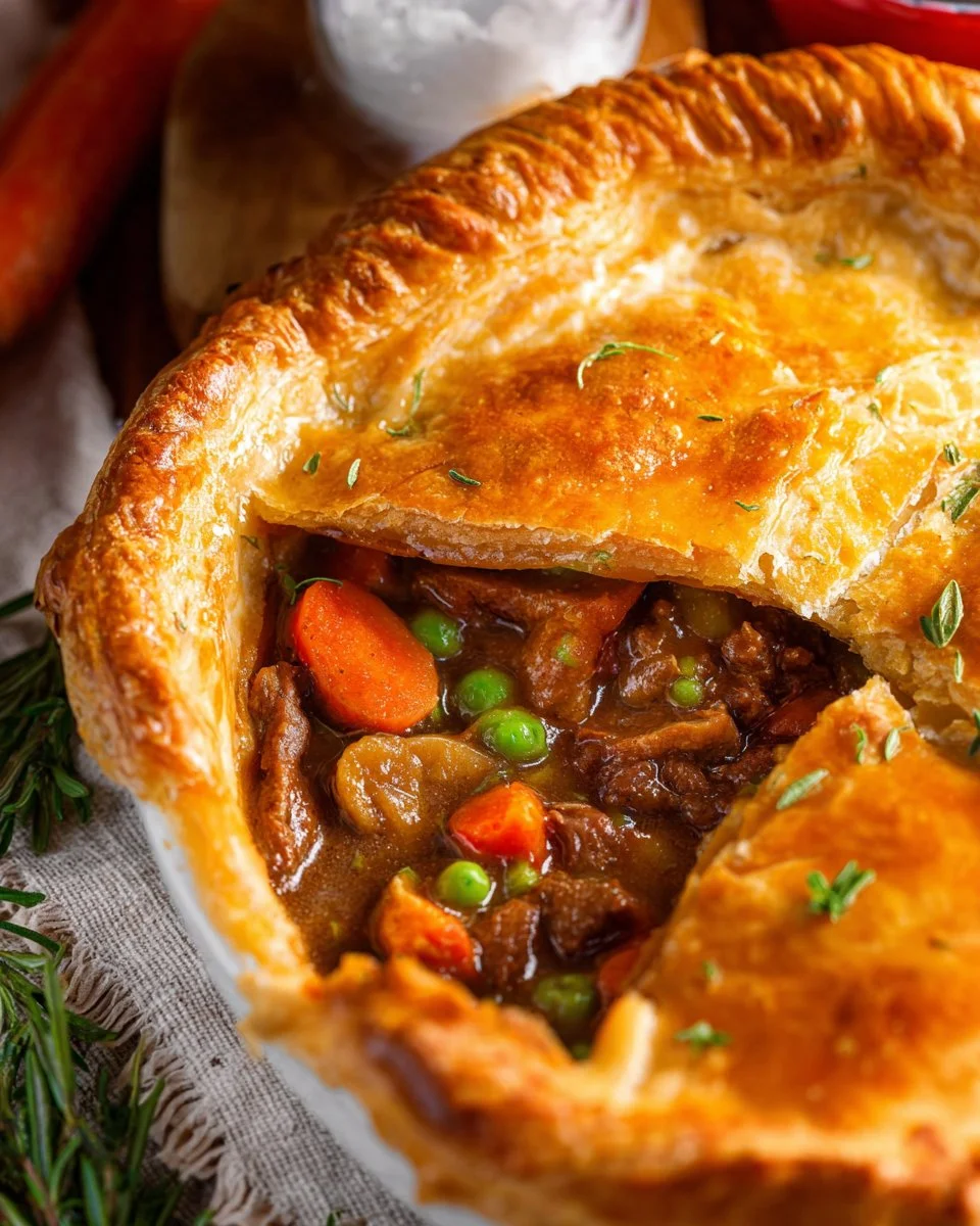 Delicious beef pot pie with flaky crust and savory filling
