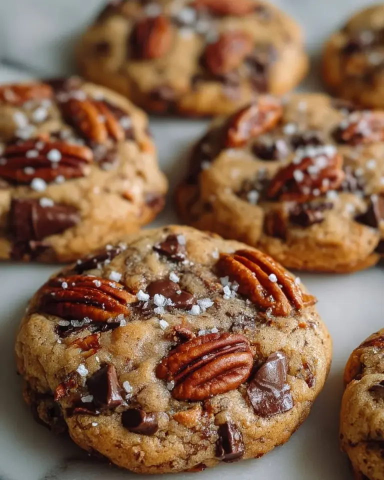 Freshly baked Brown Butter Pecan Chocolate Chip Cookies on a cooling rack