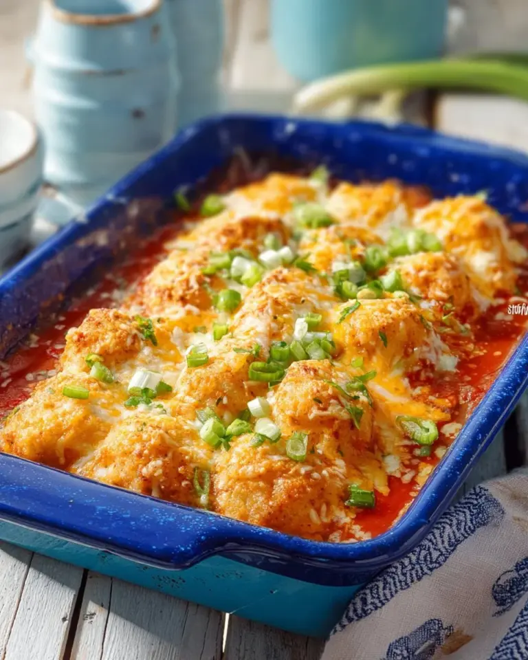 Cheddar Bay Chicken Bake served on a plate with melted cheese and herbs