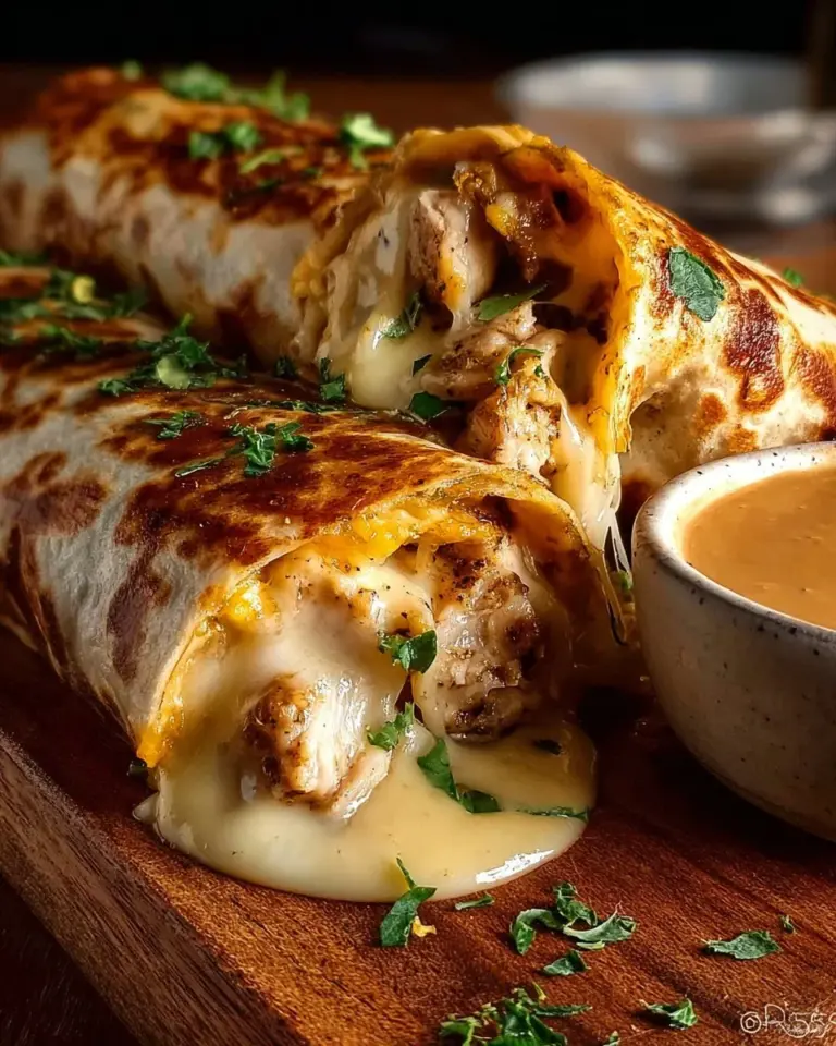 Delicious cheesy garlic chicken wraps ready to be enjoyed