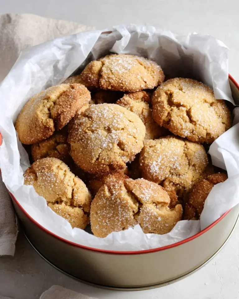 Delicious chewy molasses crinkle cookies dusted with sugar and baked to perfection