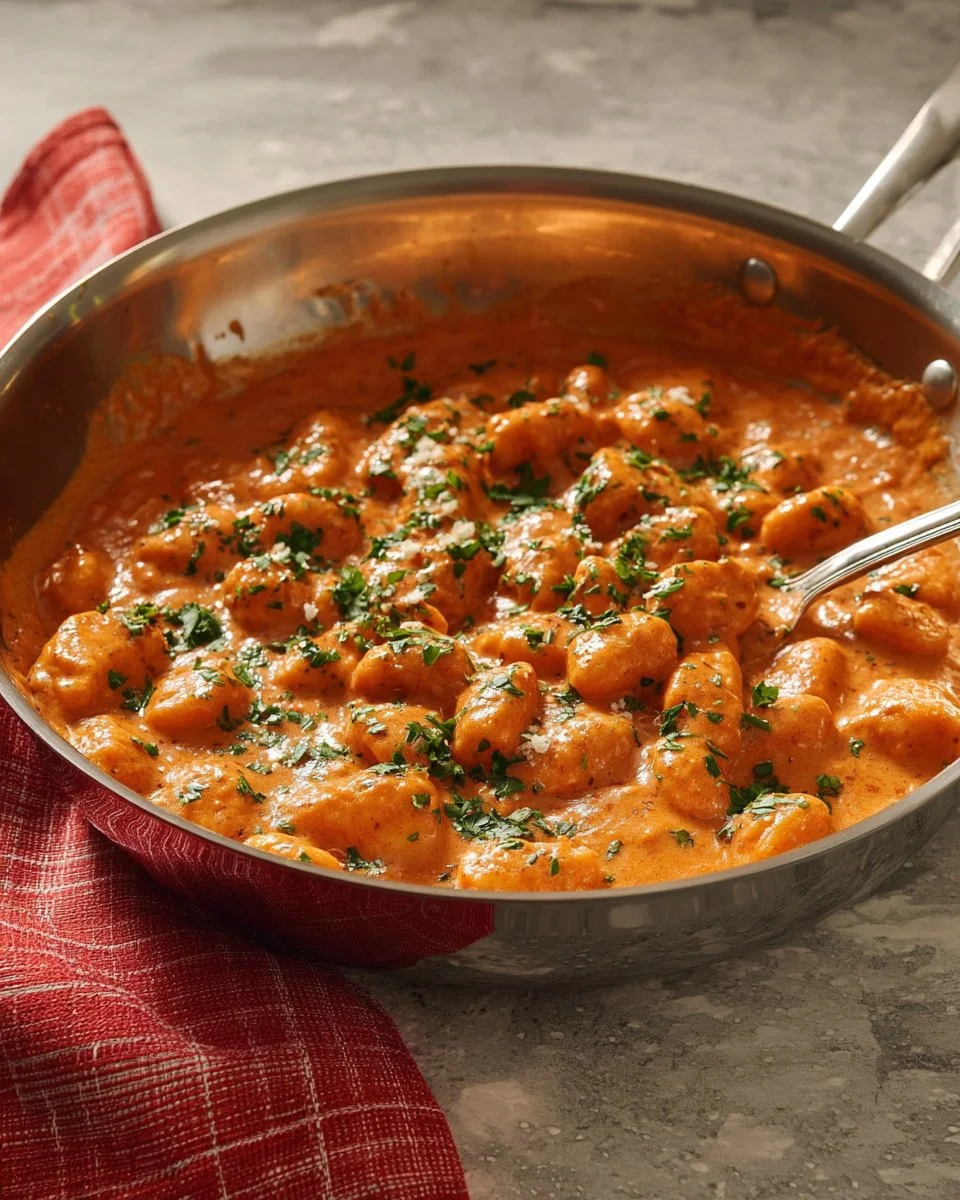 Delicious Chicken Paprikash served with creamy sauce and paprika garnish.
