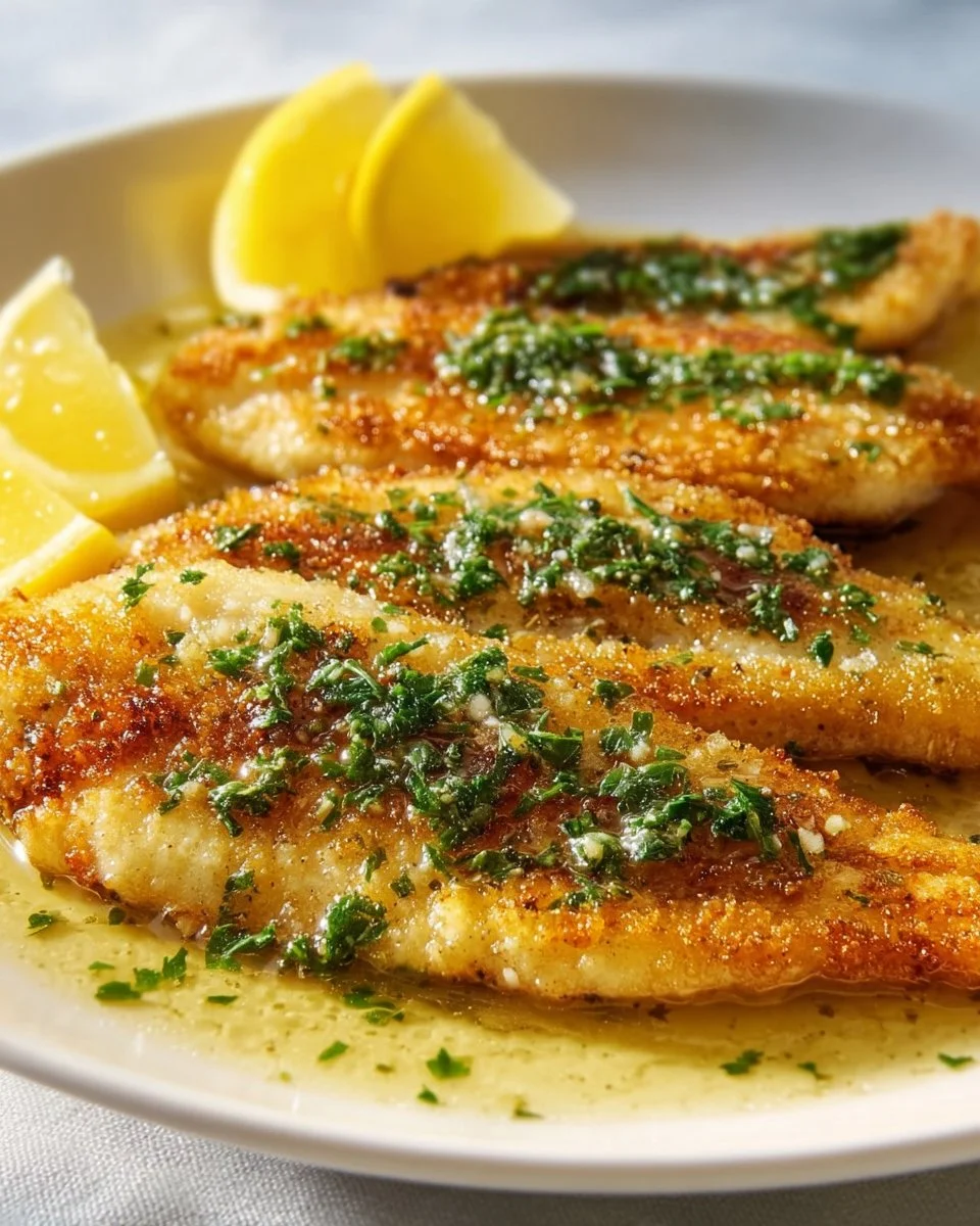 Grilled Chicken Salmoriglio with lemon and herbs served on a plate