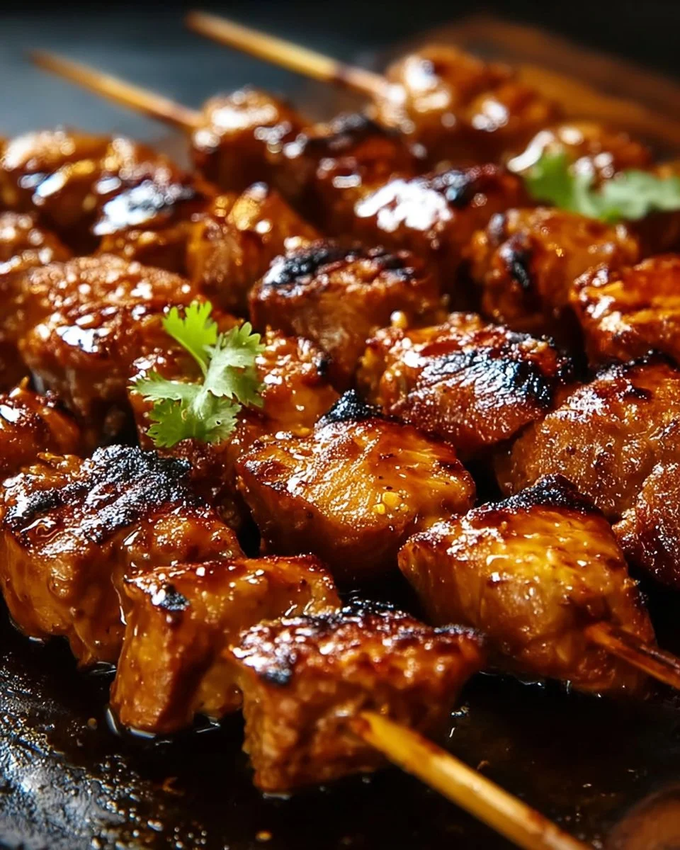 Grilled Chicken Satay skewers served with rich Thai Peanut Sauce