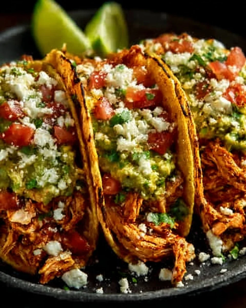 Delicious Chicken Street Tacos garnished with fresh ingredients