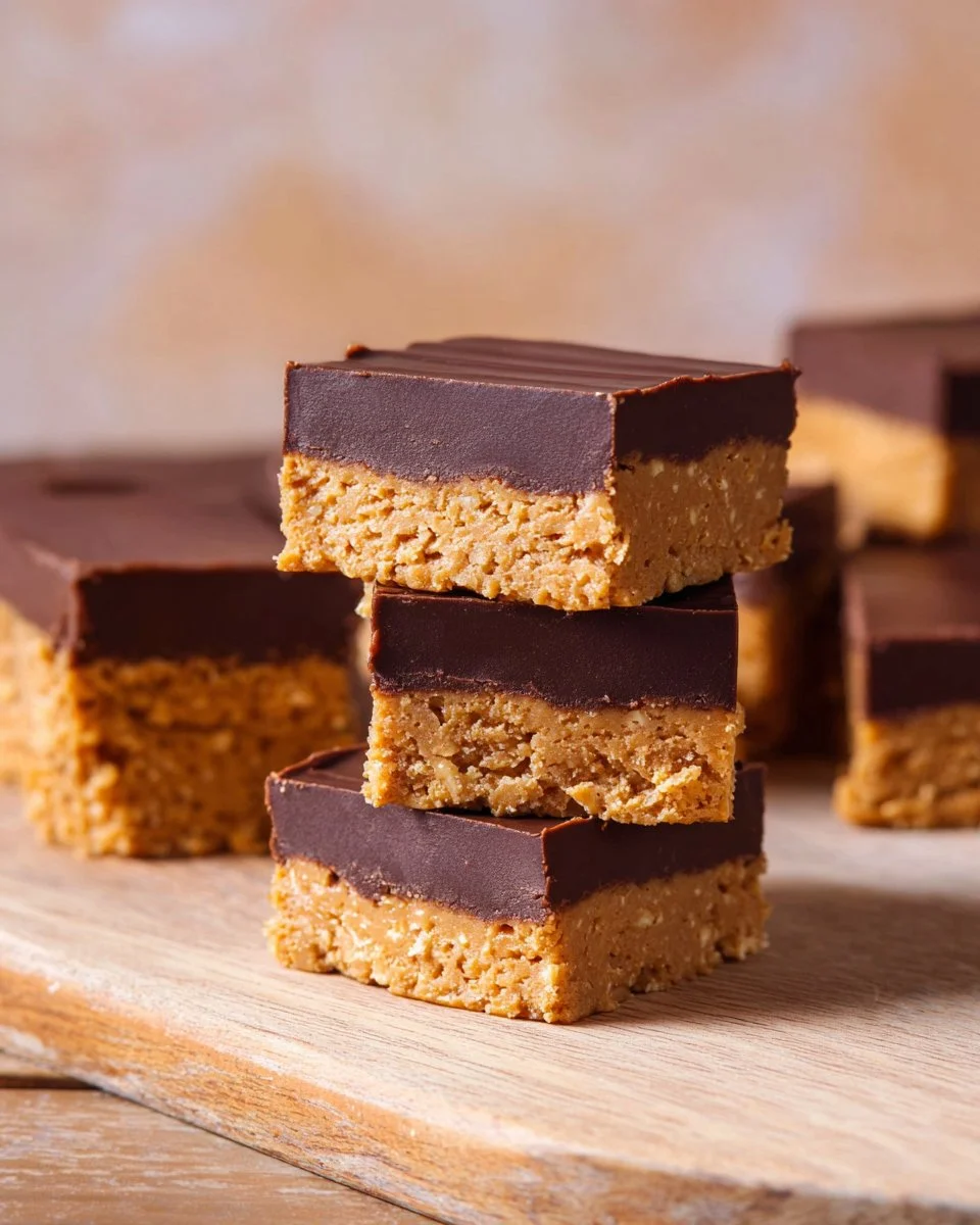 Delicious homemade Chocolate Peanut Butter Bars with a rich chocolate layer