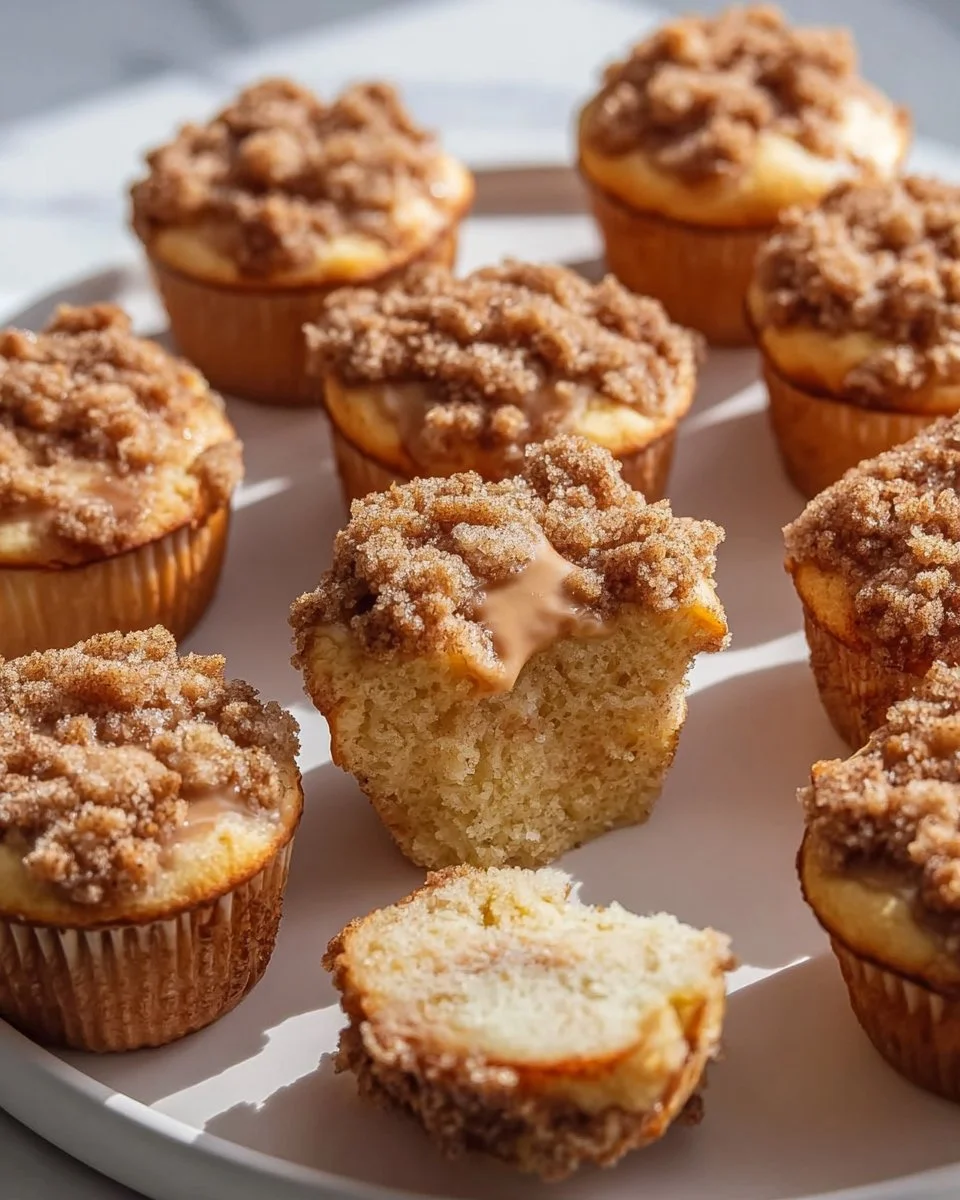 Cinnamon Streusel Coffee Cake Muffins topped with crumbly streusel