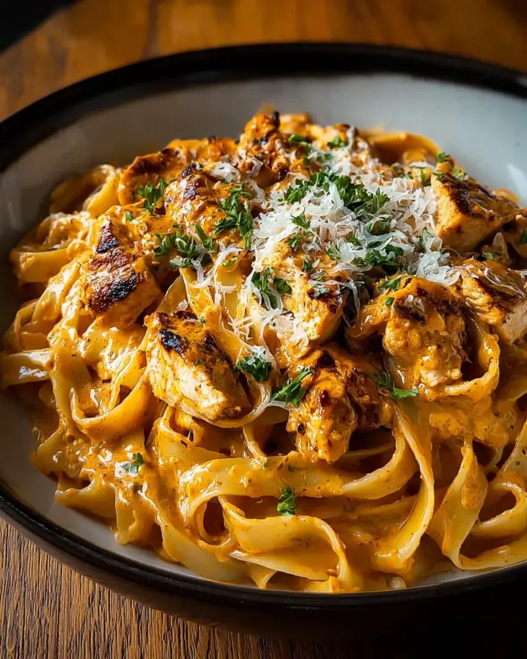 Delicious Cowboy Butter Chicken Pasta garnished with herbs and spices