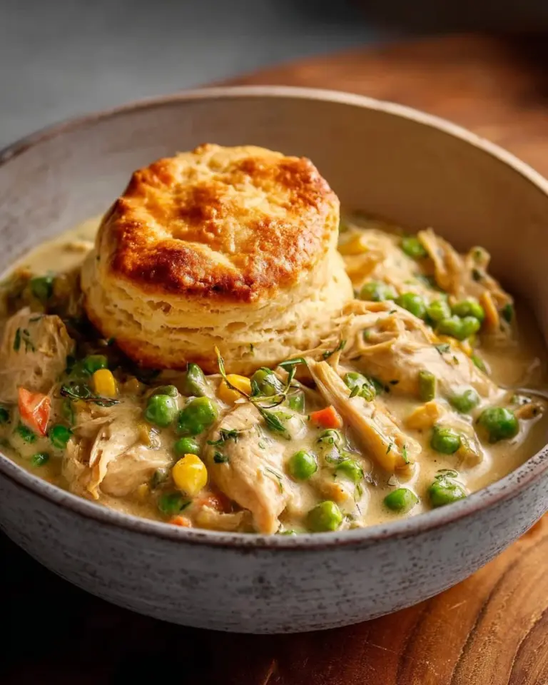 Delicious Crock Pot Chicken Pot Pie with flaky crust and savory filling