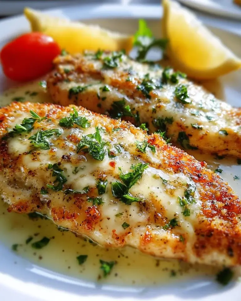 Delicious Crusted Chicken Romano served with a side of pasta and fresh herbs