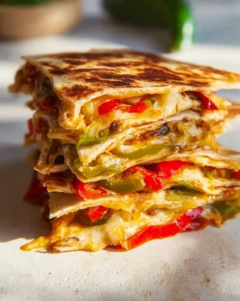 Delicious and easy chicken quesadillas ready to be served.