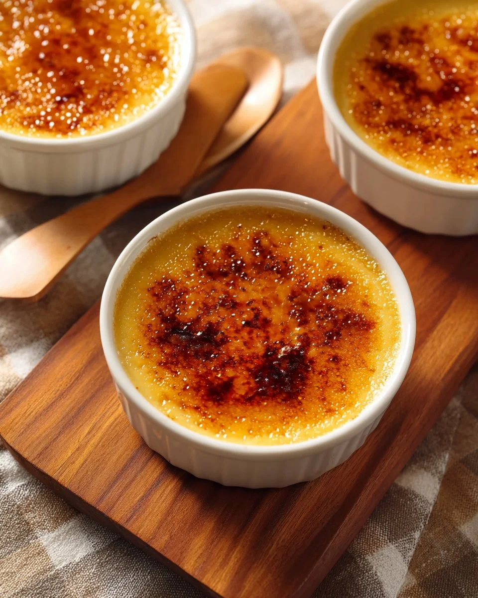 Delicious Eggnog Creme Brulee dessert with caramelized sugar topping