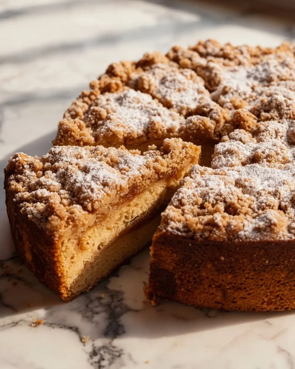 Delicious gluten free coffee cake topped with a crumbly streusel