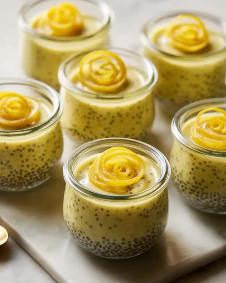 Delicious lemon chia seed pudding served in a bowl, garnished with lemon zest.