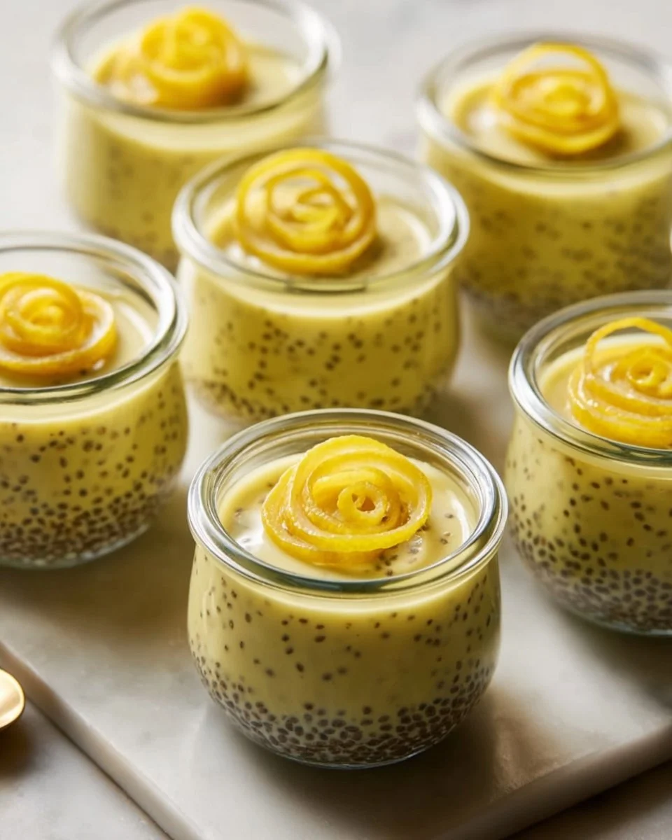 Delicious lemon chia seed pudding served in a bowl, garnished with lemon zest.