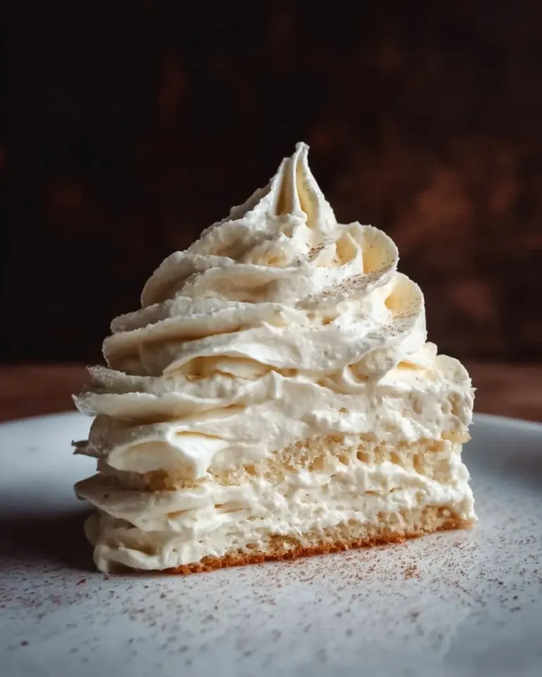 Delicious mascarpone frosting topping on a cake