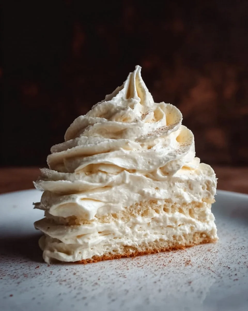 Delicious mascarpone frosting topping on a cake