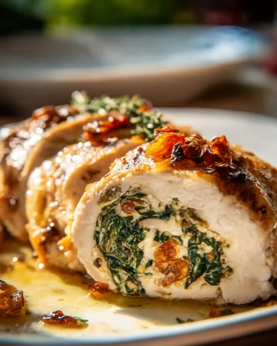 Mediterranean stuffed chicken breast with herbs and spices