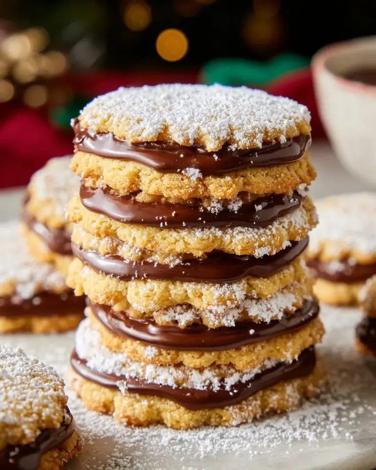 Delicious Nutella shortbread sandwich cookies on a plate