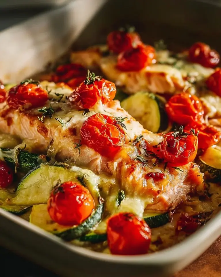Sheet Pan Mediterranean Chicken with Zucchini ready to serve