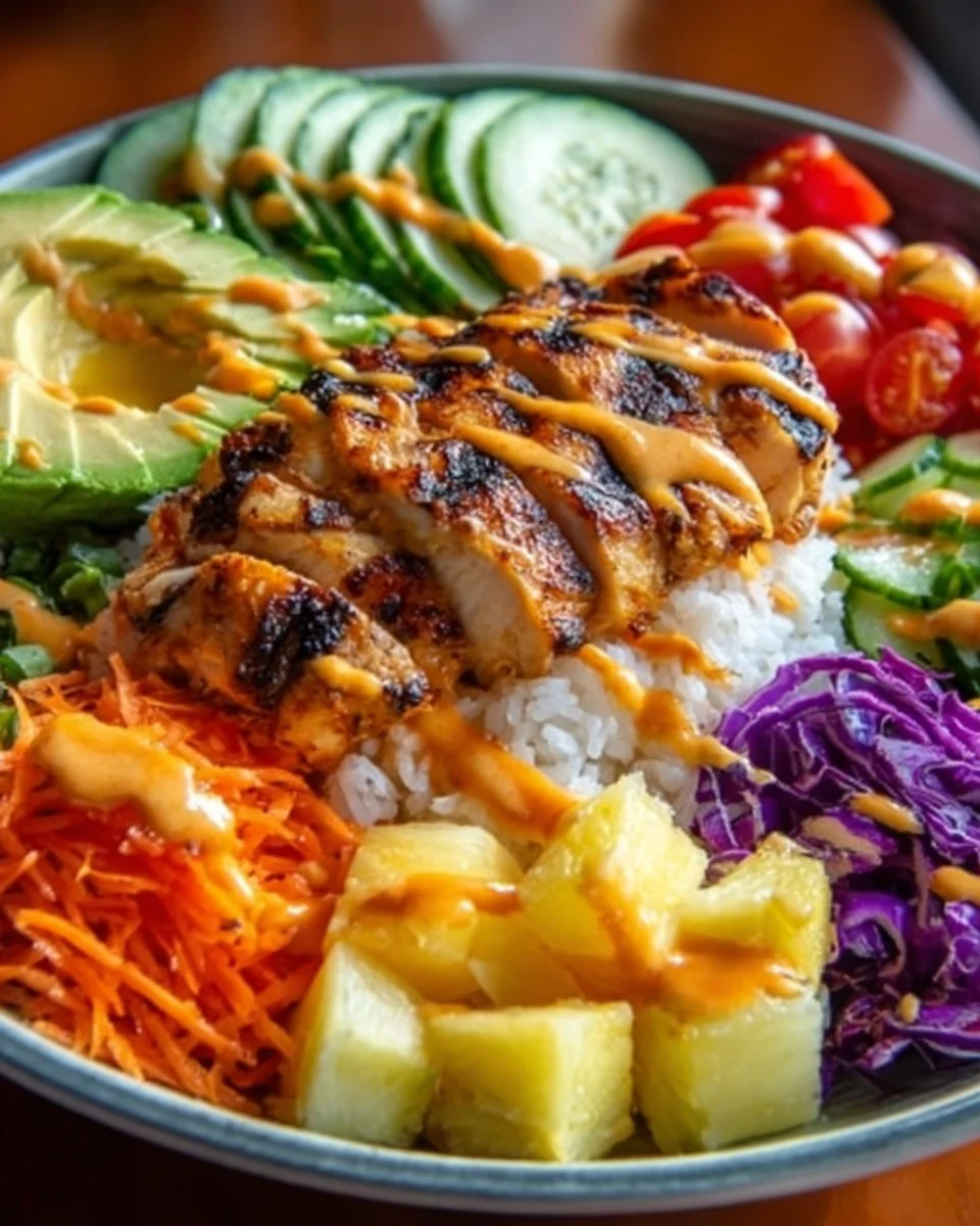 Delicious Spicy Maple Chicken served with coconut rice on a plate