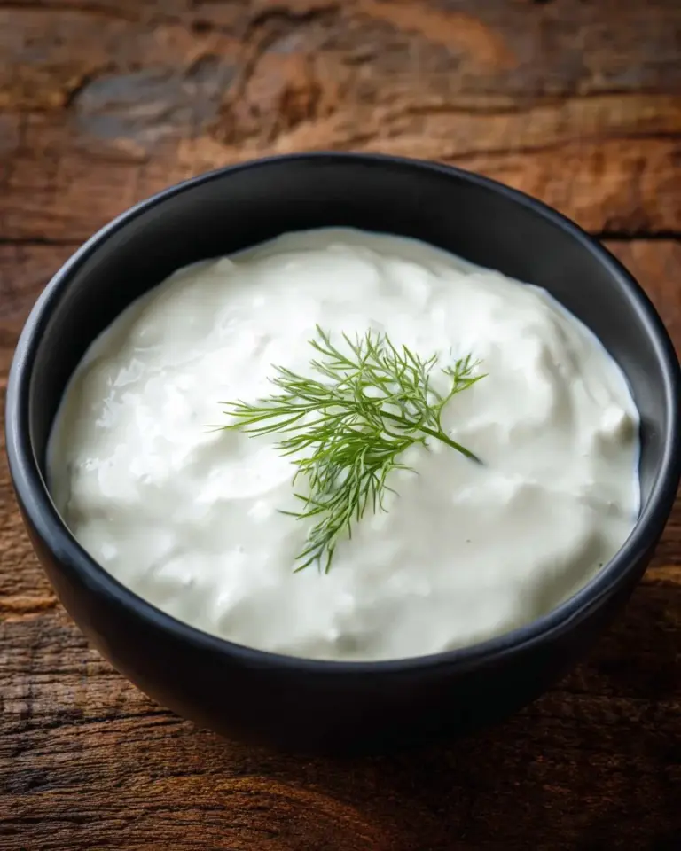 Bowl of tzatziki served with fresh vegetables and pita bread