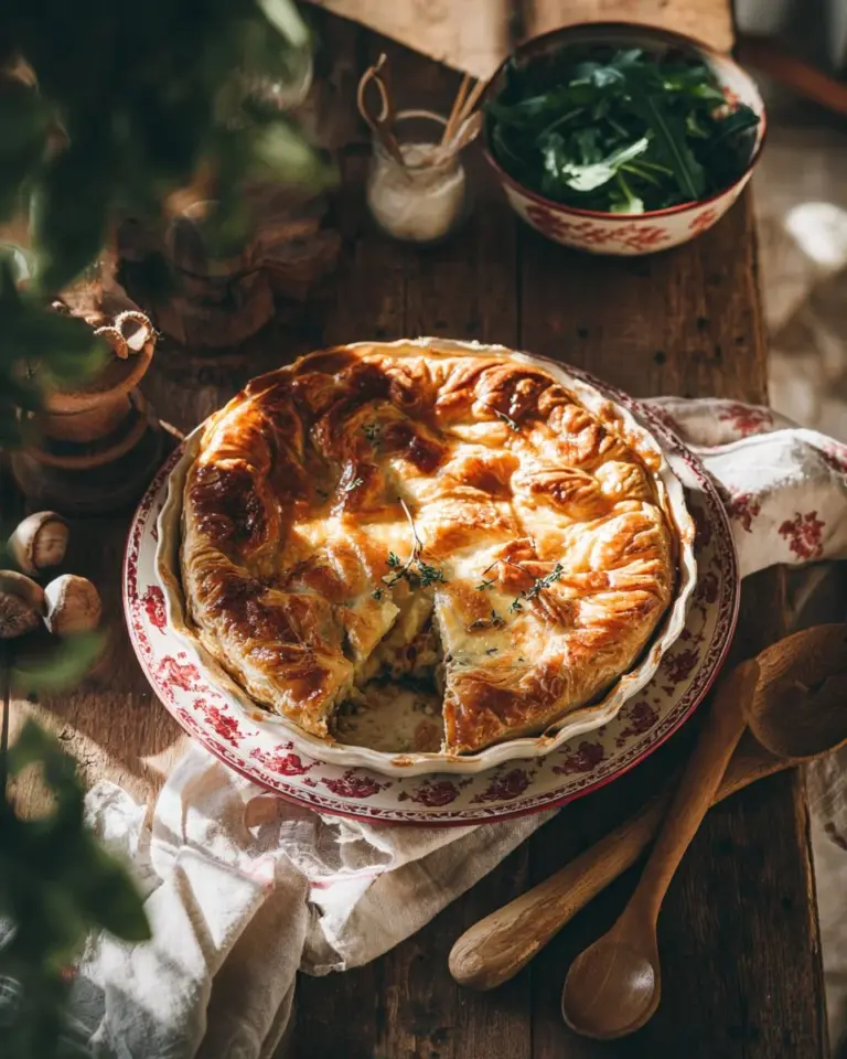 Vegetarian vegetable and mushroom pot pie fresh out of the oven