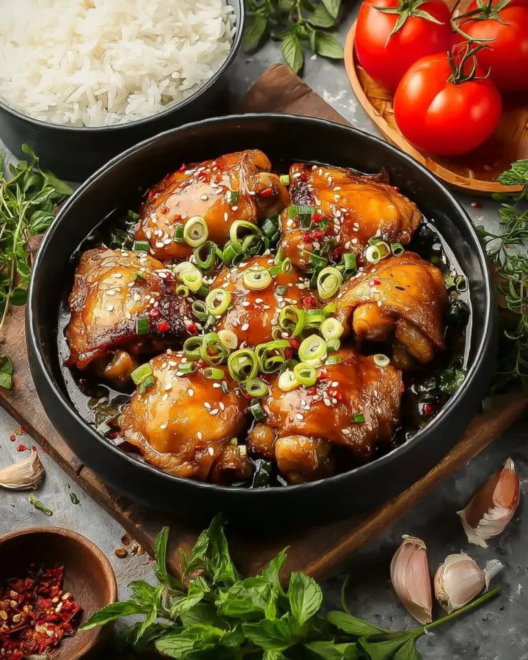 Delicious Vietnamese Lemongrass Chicken served with fresh herbs and rice