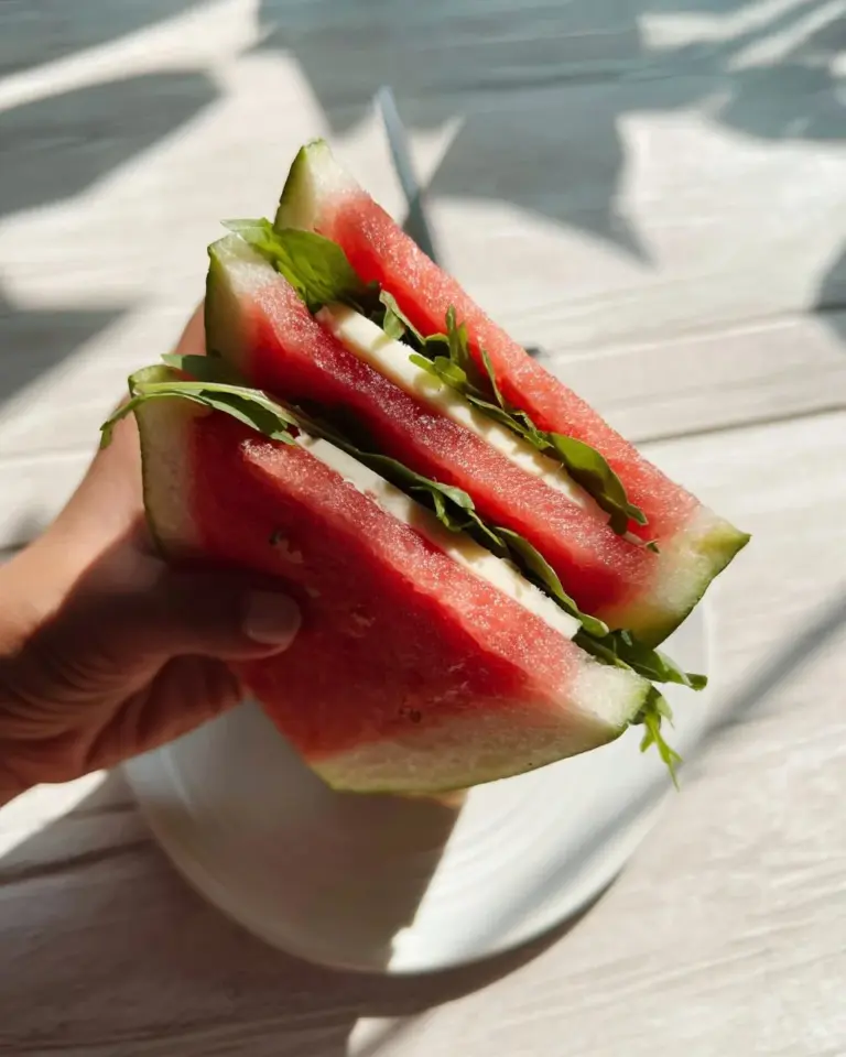 Viral watermelon sandwich with vibrant colors and fresh ingredients