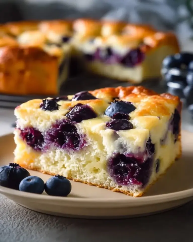 Blueberry Cottage Cheese Breakfast Bake served in a dish