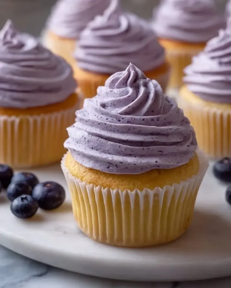 Delicious blueberry cream cheese frosting on dessert