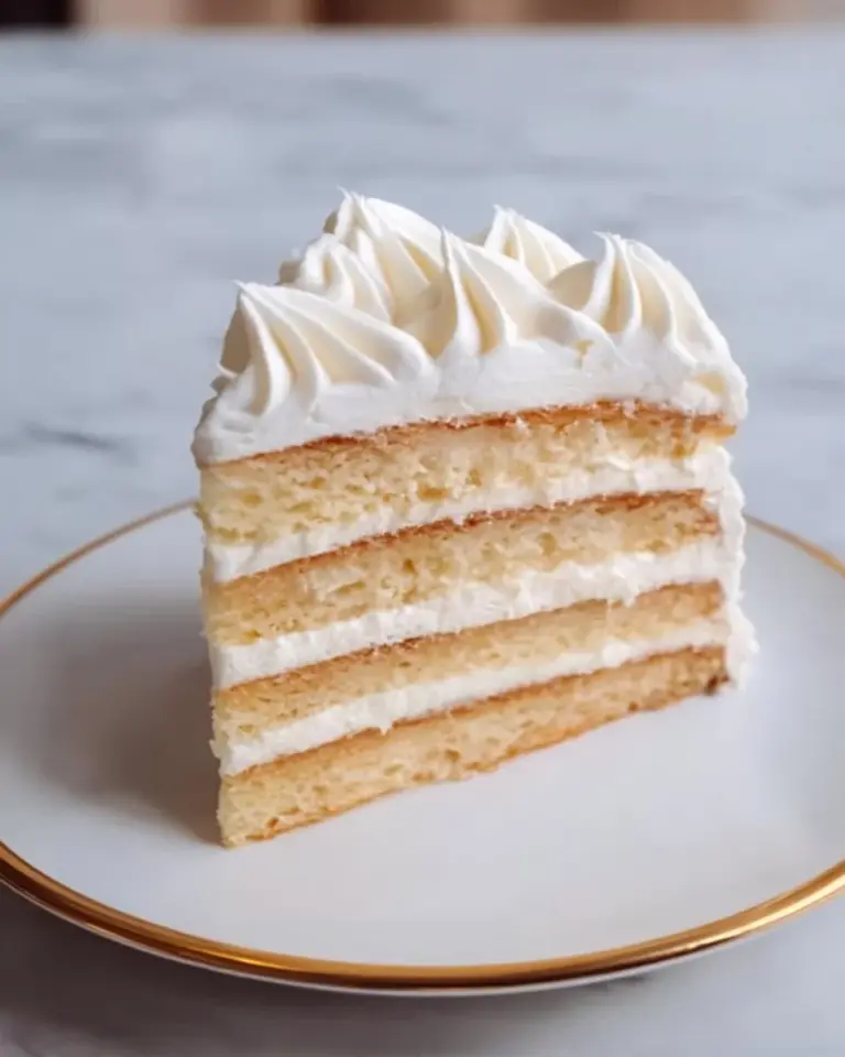 Delicious homemade Chantilly frosting on a cake