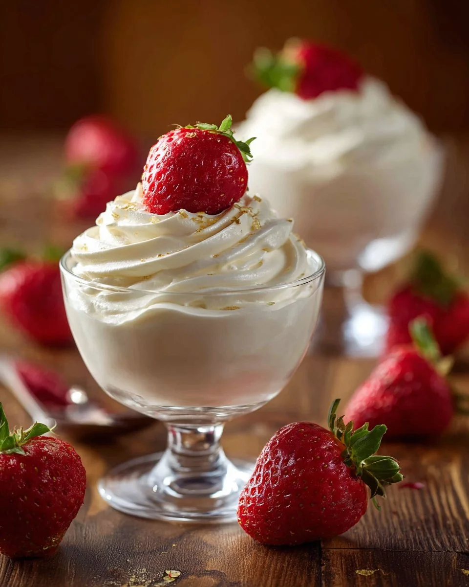 Delicious cheesecake mousse dessert served in elegant glassware.