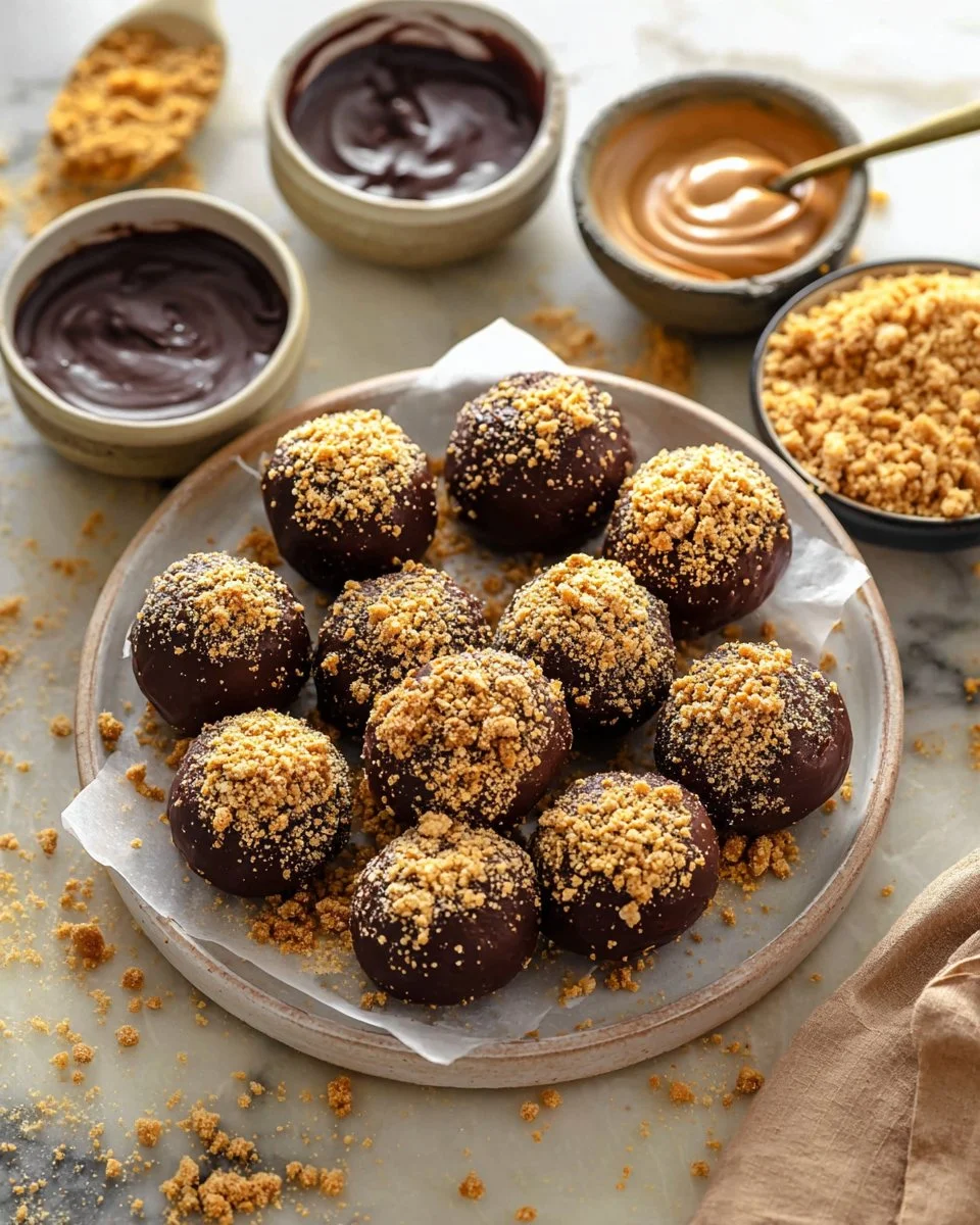 Homemade Chocolate Chickpea Truffles topped with cocoa powder.