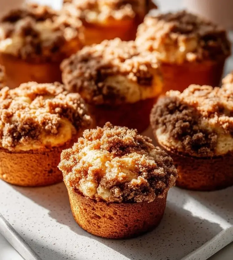 Freshly baked Cinnamon Coffee Cake Muffins on a plate