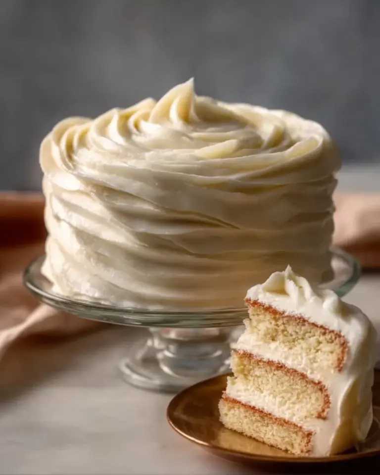 Delicious Coconut Buttercream Frosting spread on a chocolate cake