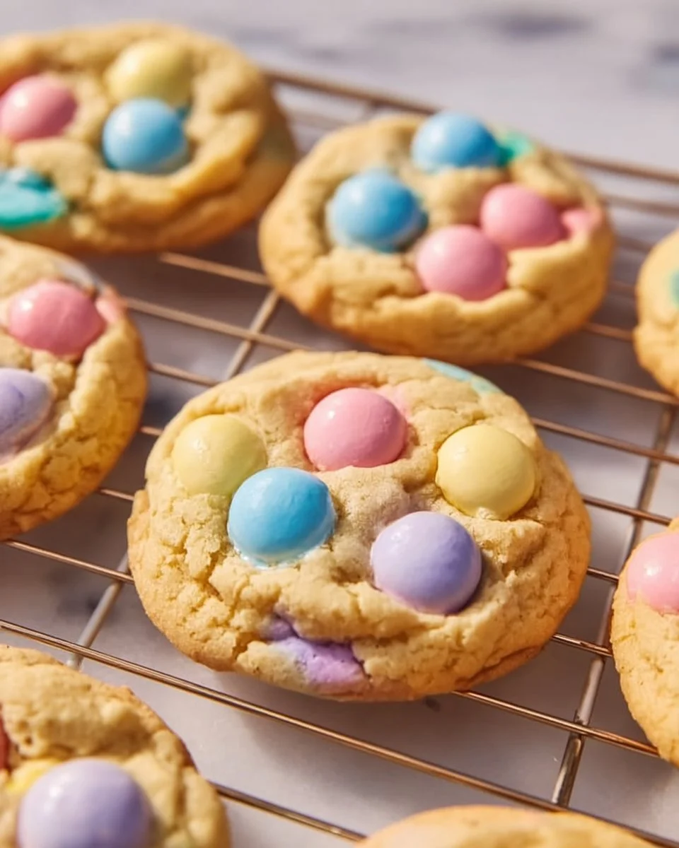 Plate of Easter Funfetti Cookies with colorful sprinkles and festive decor