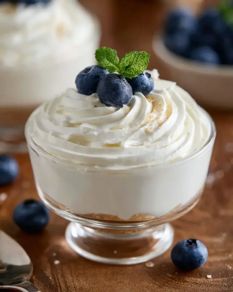 Delicious easy cheesecake mousse served in a glass dessert dish