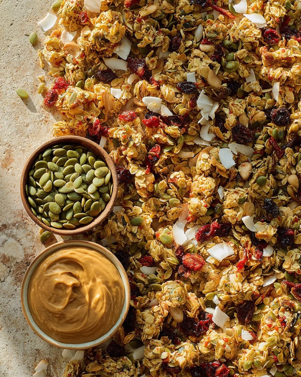 No bake granola clusters made from oats and nuts for a healthy snack.