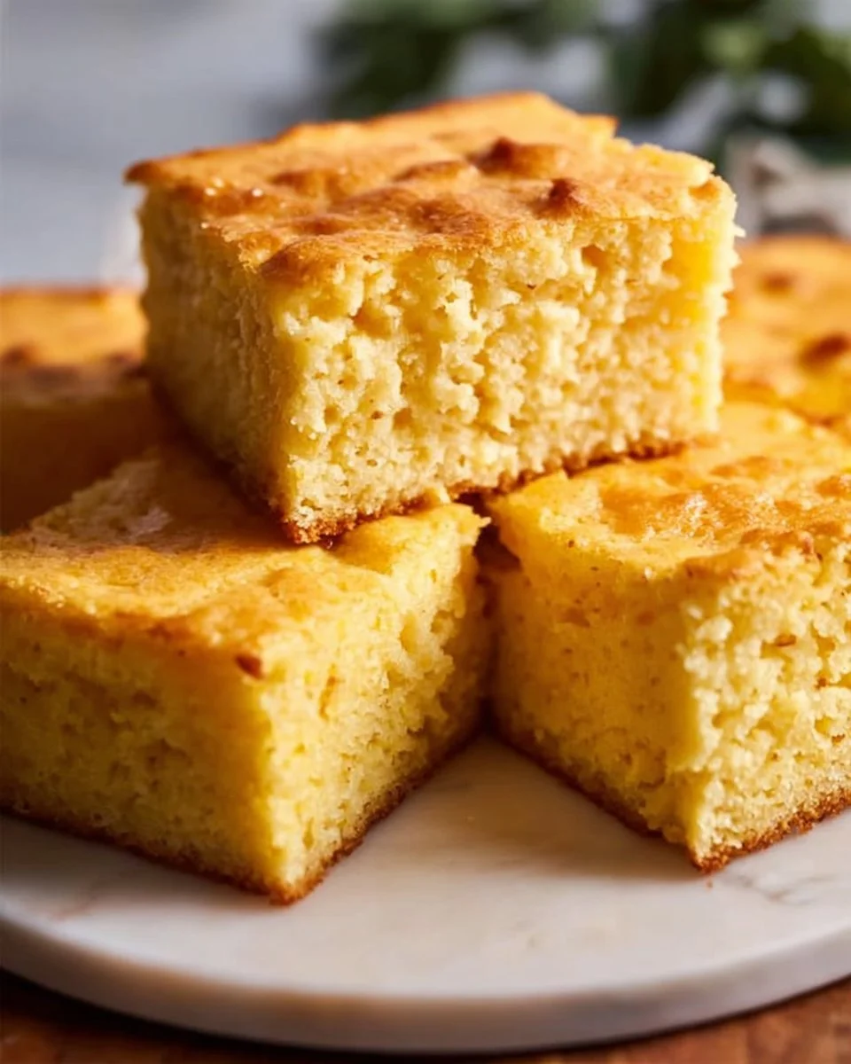 Homemade gluten free cornbread served on a wooden table