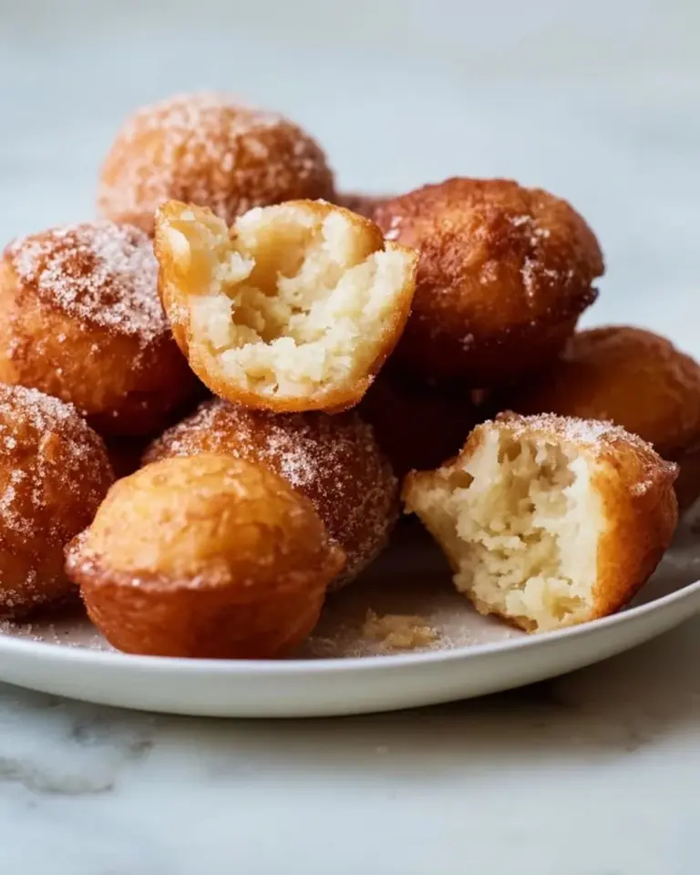 Delicious gluten free donut holes sprinkled with powdered sugar.