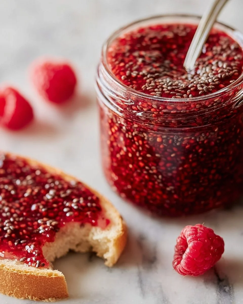 Jar of healthy chia seed jam with fresh fruits