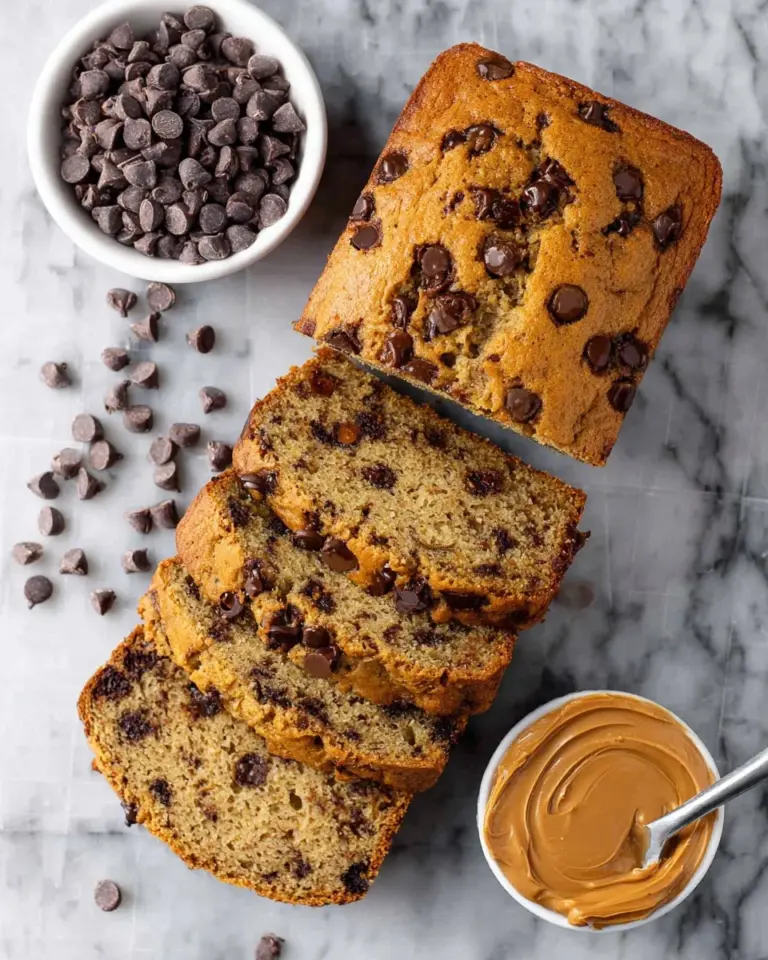 Healthy chocolate chip sweet potato bread with chocolate chips on top