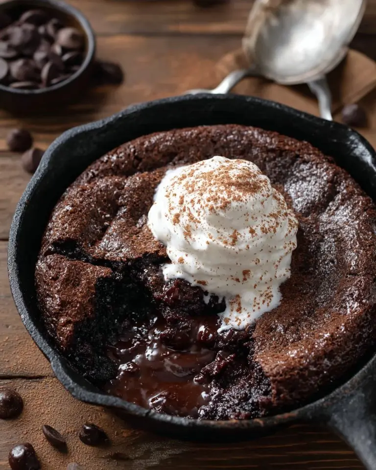 Delicious hot fudge pudding cake topped with chocolate sauce and whipped cream