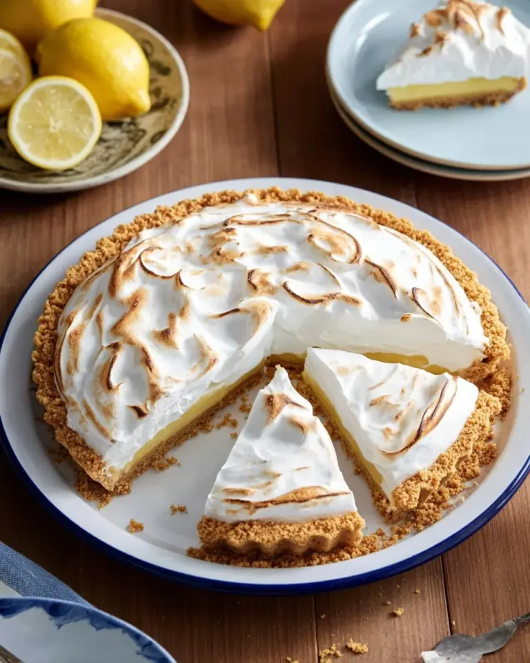 Slice of delicious Magic Lemon Pie with a golden crust and lemon filling